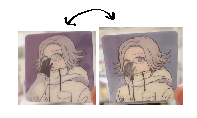 傾けると絵柄が2種類変わるチェンジングシール